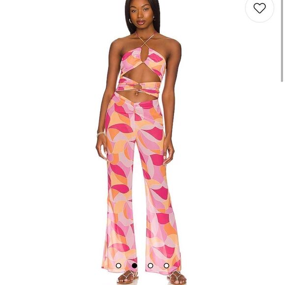 Lovers + Friends Pants - Lovers and Friends Feelin Groovy Jumpsuit in Fuchsia Geo.Size M